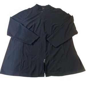 Eileen Fisher Jacket 3X BLK Crepe Zip Long Body Viscose Blend Stretch Tunic